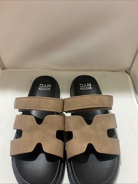 Madden NYC Women's Taupe Slide Sandals